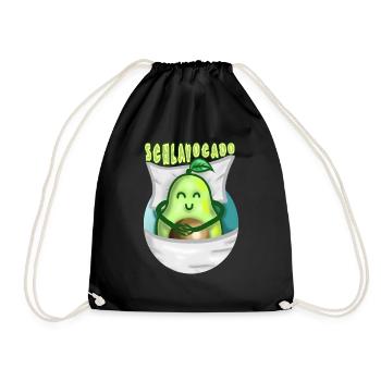 Schlavocado Schlaf Avocado Cartoon witzig Geschenk - Turnbeutel - Schwarz - Vorne