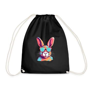 Greg the Bespectacled Bunny - Drawstring Bag - black - Front