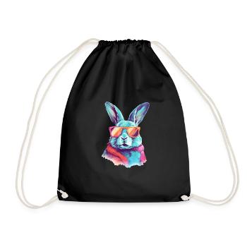 Tom the spectacled rabbit - Drawstring Bag - black - Front