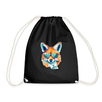 Iky le renard à lunettes - Sac de sport léger - noir - Devant