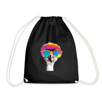Oni the ostrich - Drawstring Bag - black - Front