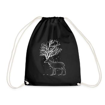 Deer horned branches - Drawstring Bag - black - Front
