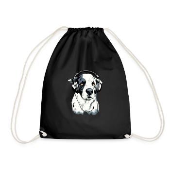 Rexo the audiophile dog - Drawstring Bag - black - Front