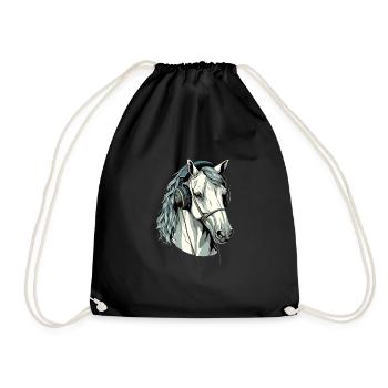 Hapo the audiophile horse - Drawstring Bag - black - Front