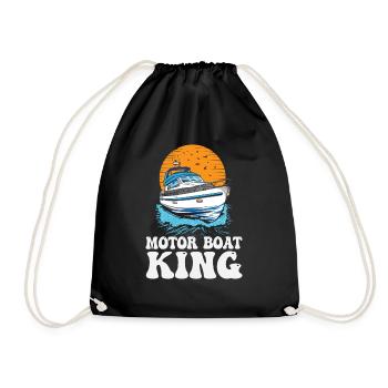 Pontooning Captain Motorboat King Funny Boat - Drawstring Bag - black - Front
