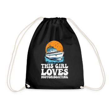 Cette fille aime le bateau à moteur Ponton Queen drôle - Sac de sport léger - noir - Devant