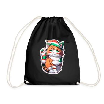 mignon petit chat de noel - Sac de sport léger - noir - Devant
