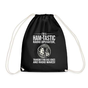 Ham-tastic Radio Operator Transmitting Dad Jokes - Drawstring Bag - black - Front