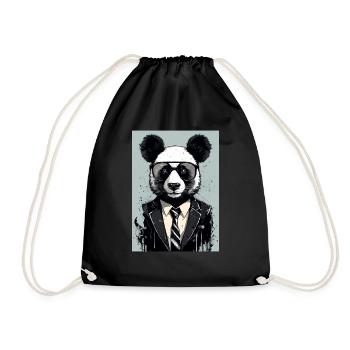 Panda giant panda tuxedo suit - Drawstring Bag - black - Front