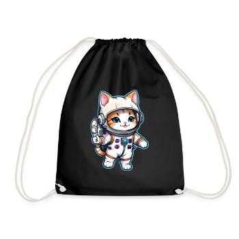 Astronaut Cat - Space - Drawstring Bag - black - Front
