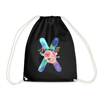 Letter x watercolor - Drawstring Bag - black - Front