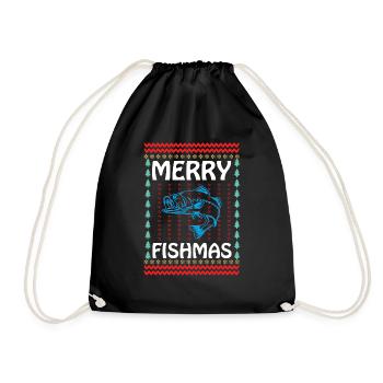 Merry fishmas - Turnbeutel - Schwarz - Vorne