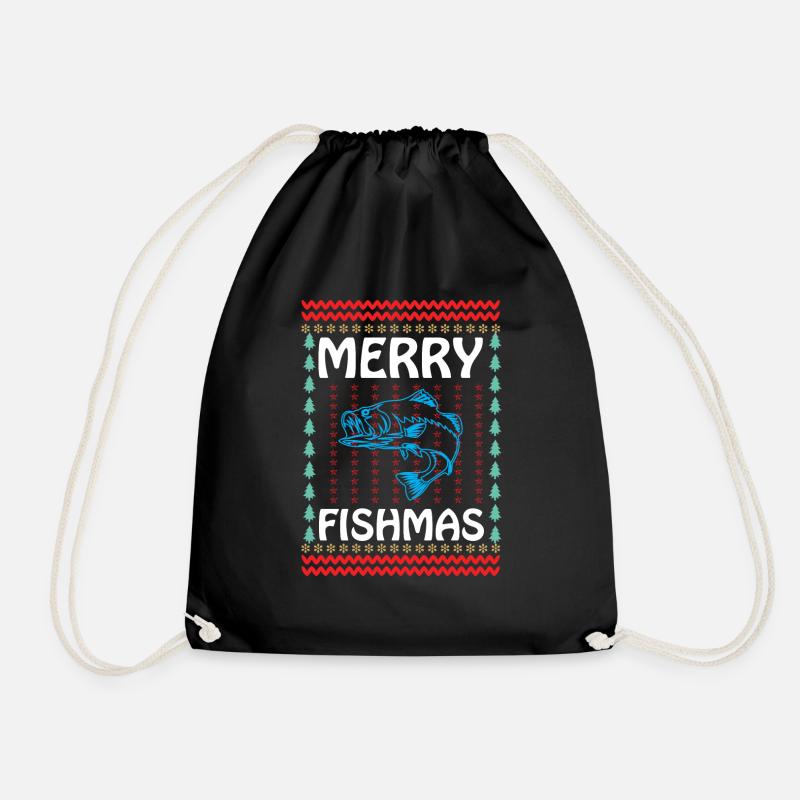 Merry fishmas - Turnbeutel - Schwarz