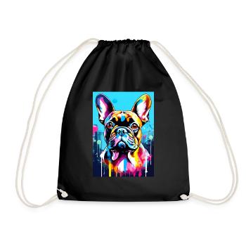 Bulldog peinture Bouledogue français - Sac de sport léger - noir - Devant