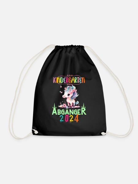 Kindergarten Abgänger 2024 niedliches Einhorn - Turnbeutel - Schwarz