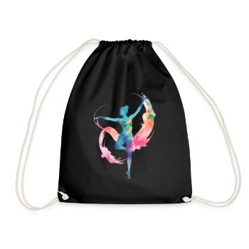 woman, gymnast, rsg, gymnastics, illustration, watercolor - Drawstring Bag - black - Front