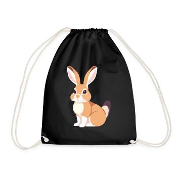 Lapin aux longues oreilles, lapin mignon - Sac de sport léger - noir - Devant