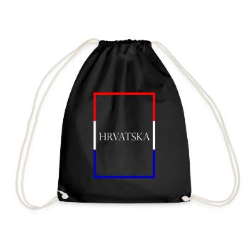 Croatia Hrvatska Statement Lettering with Flag - Drawstring Bag - black - Front