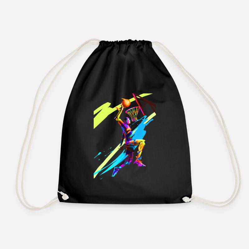 Basket player graffiti - Drawstring Bag - black
