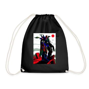 Desert cyborg ink art - Drawstring Bag - black - Front