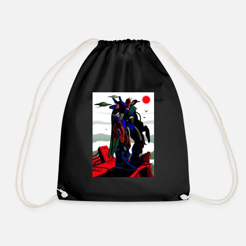 Desert cyborg ink art - Drawstring Bag - black