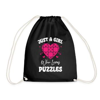 Just A Girl Who Loves Puzzles - Turnbeutel - Schwarz - Vorne