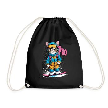 Snowboarding Kitty Pro - Turnbeutel - Schwarz - Vorne
