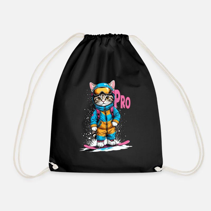 Snowboarding Kitty Pro - Turnbeutel - Schwarz