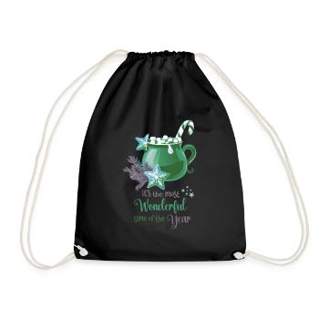 Hot Cacao, It's the most wonderful time, green - Turnbeutel - Schwarz - Vorne
