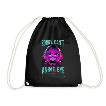 Sorry. Can't. Anime. Bye. futuristic anime girl - Drawstring Bag - black - Front