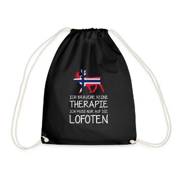 Ich brauche keine Therapie Ic muss auf die Lofoten - Turnbeutel - Schwarz - Vorne