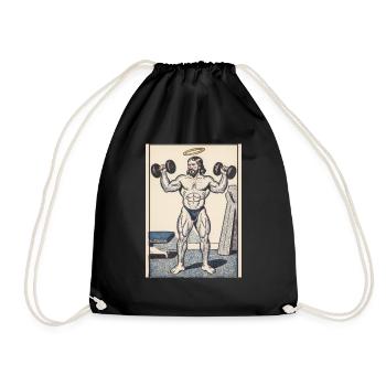 Vintage Muskelmann Jesus Gym - Turnbeutel - Schwarz - Vorne
