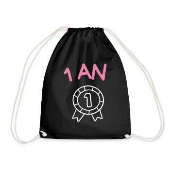 1. 1 year. 1st ANNIVERSARY. 1 YEAR ANNIVERSARY ANNIVERSARY. ANNI - Drawstring Bag - black - Front