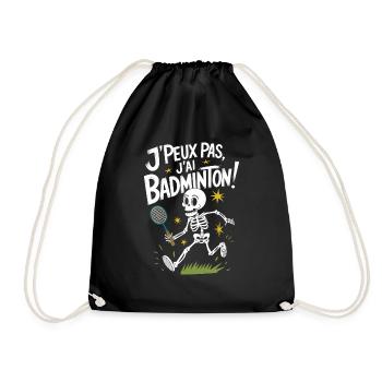 J'peux pas j'ai Badminton - Sac de sport léger - noir - Devant