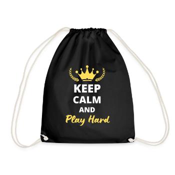 "Keep Calm and Play Hard" T-Shirt - For Active Travelers - Drawstring Bag - black - Front