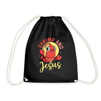 Shrimp And Jesus Shrimp Lover Seafood - Drawstring Bag - black - Front