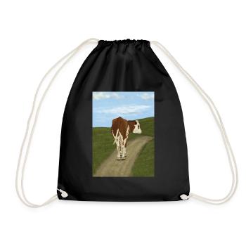 Cow in the field - Drawstring Bag - black - Front