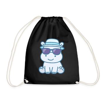 Nilpferd Flusspferd Walross Cool Sonnenbrille - Turnbeutel - Schwarz - Vorne