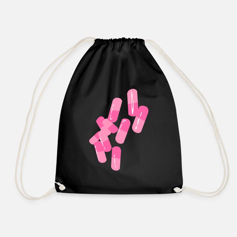 Pink Pill – Aesthetic Clipart - Drawstring Bag - black