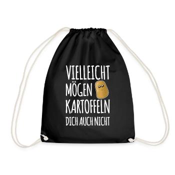 Lustiger Spruch Kartoffel - Turnbeutel - Schwarz - Vorne