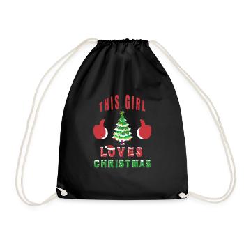 This Girl Loves Christmas Gift Christmas Tree - Drawstring Bag - black - Front