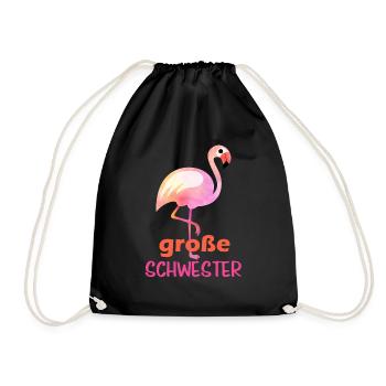 big sister pelican - Drawstring Bag - black - Front
