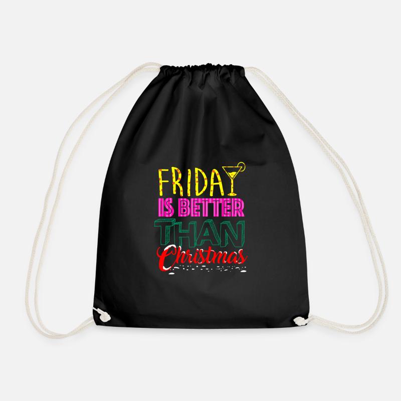 Friday shirt - Drawstring Bag - black