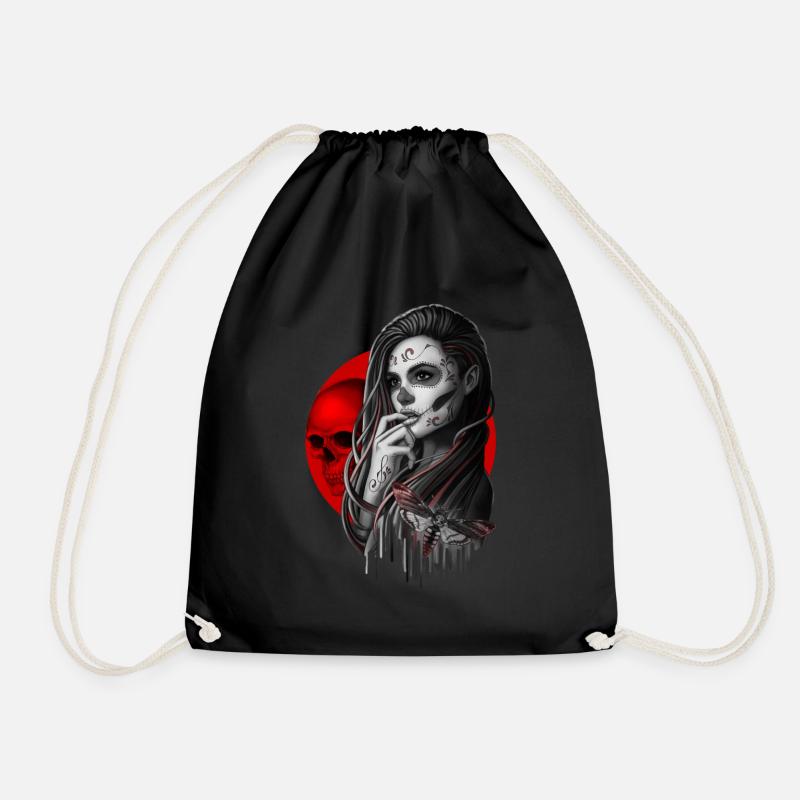 Sugar Skull Girl Hawk-Motte - Turnbeutel - Schwarz