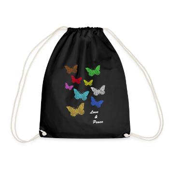Bunte Schmetterlinge butterflies - Turnbeutel - Schwarz - Vorne