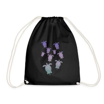 bunte Schildkröten Retro Style Vintage turtle - Turnbeutel - Schwarz - Vorne