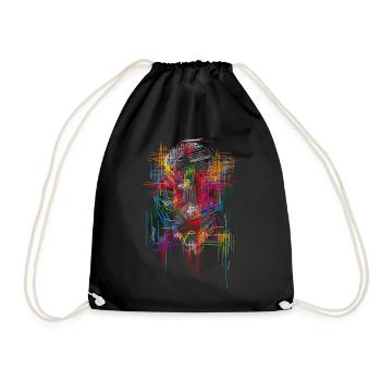 Scifi architecture head - Drawstring Bag - black - Front