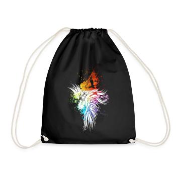 Raven rainbow blobs white - Drawstring Bag - black - Front