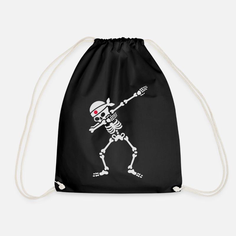 Dab skeleton kamikaze Japan Judo Karate Samurai - Drawstring Bag - black
