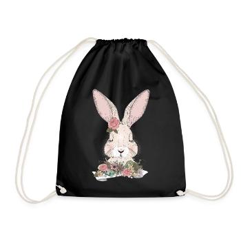 lapin de rêve avec ornement floral - Sac de sport léger - noir - Devant